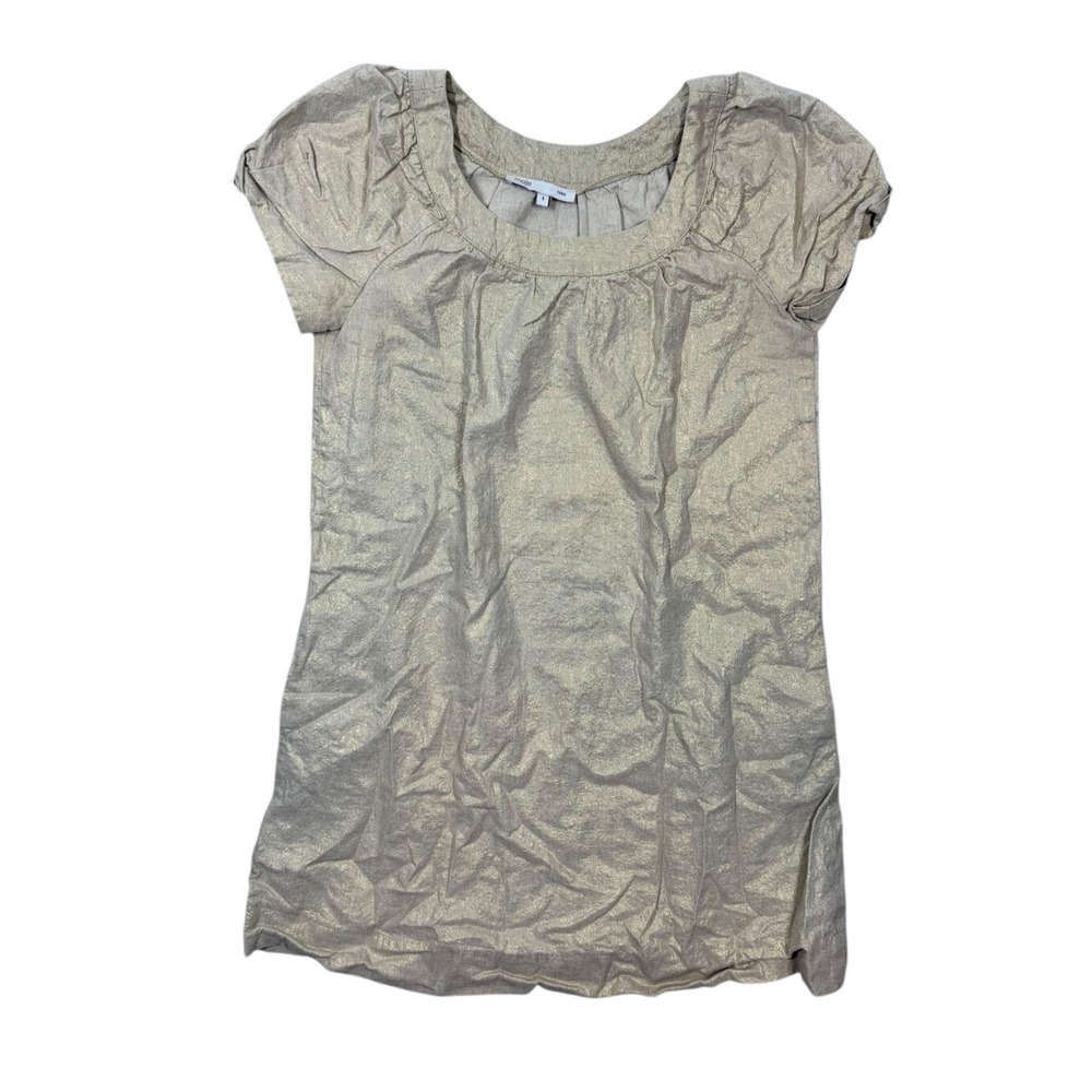 Maje Paris Gold Linen Blend Mini Dress Size 1 US Small